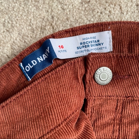 High-Waisted Rockstar Super Skinny Corduroy Pants Rust - Picture 3 of 3